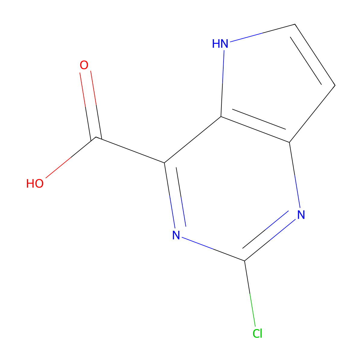 2-chloro-5H-pyrrolo[3,2-d]pyrimidine-4-carboxylic acid molecular structure, CAS 2090149-31-6