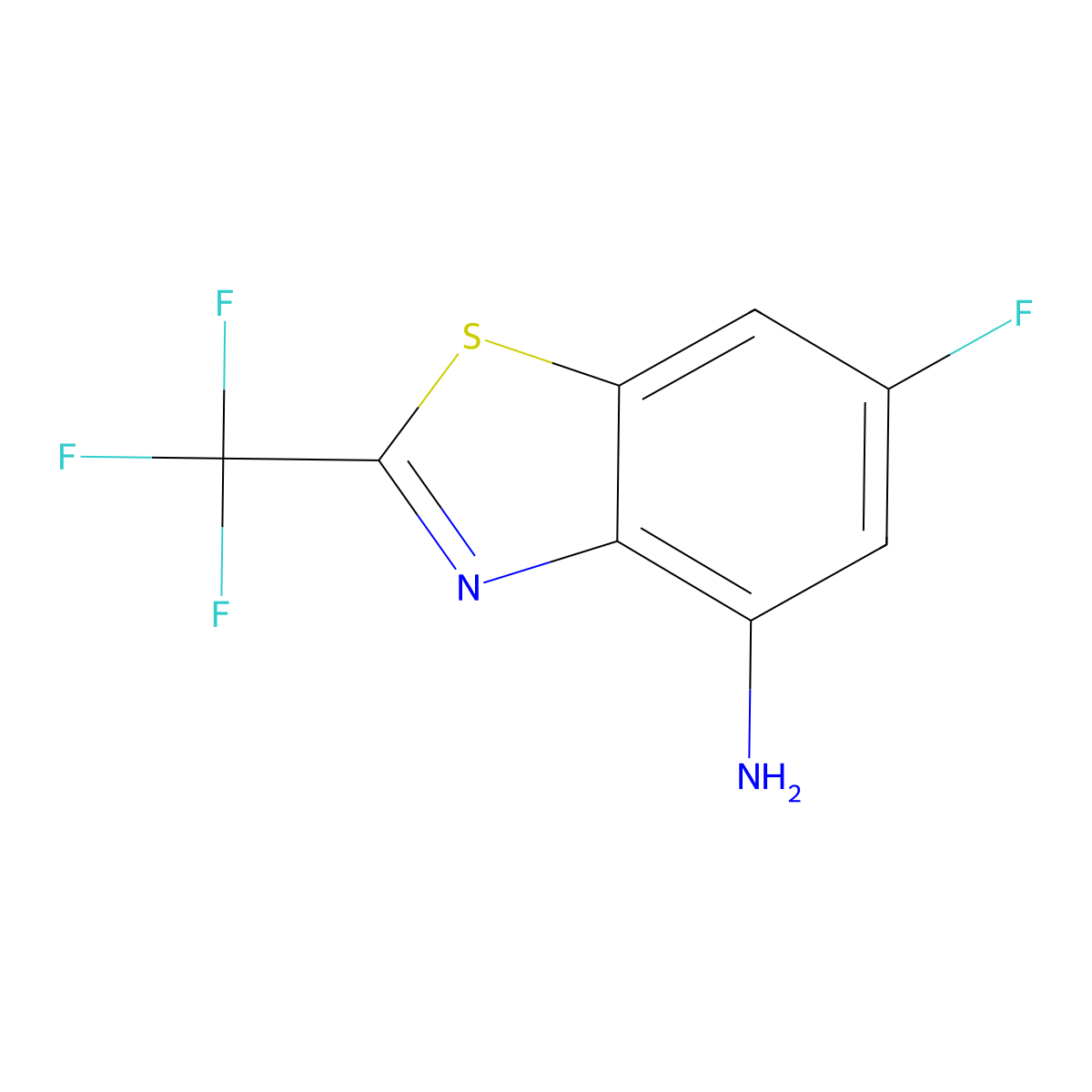6-Fluoro-2-(trifluoromethyl)-1,3-benzothiazol-4-amine molecular structure, CAS 2090149-45-2