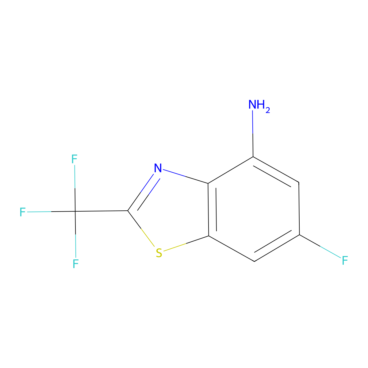 6-Fluoro-2-(trifluoromethyl)-1,3-benzothiazol-4-amine molecular structure, CAS 2090149-45-2