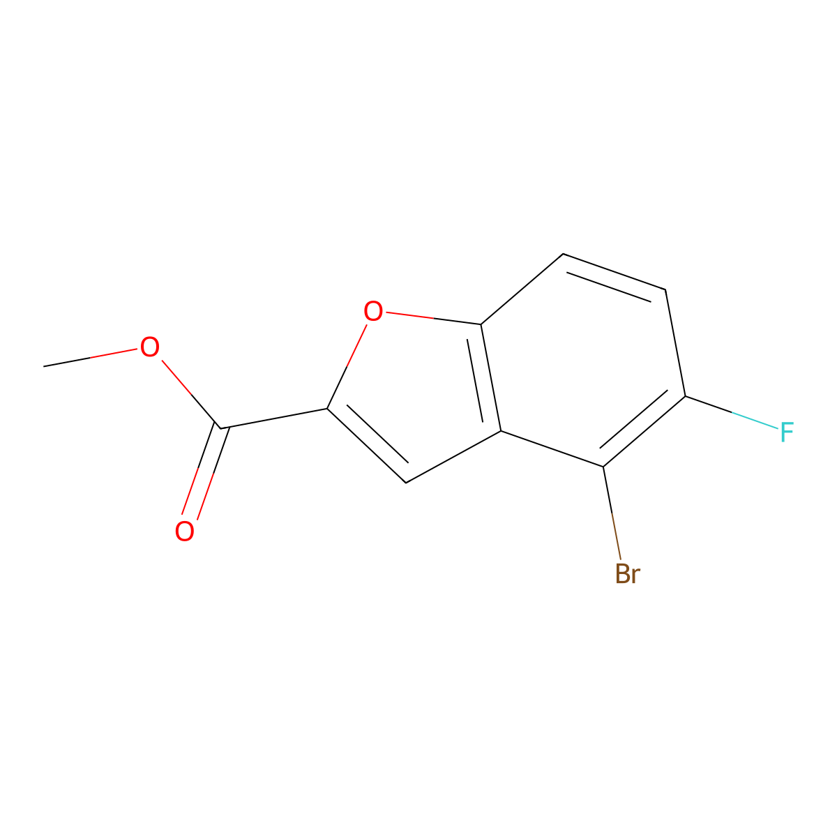 Methyl 4-bromo-5-fluoro-1-benzofuran-2-carboxylate molecular structure, CAS 2090151-38-3
