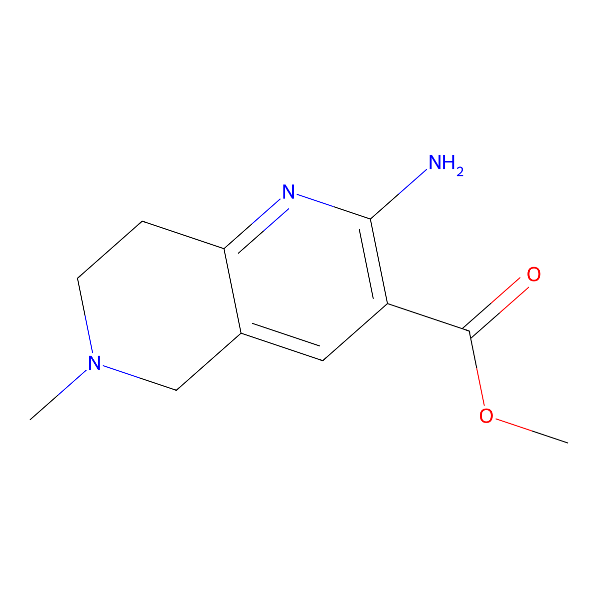 Methyl 2-amino-6-methyl-5,6,7,8-tetrahydro-1,6-naphthyridine-3-carboxylate molecular structure, CAS 2090152-41-1