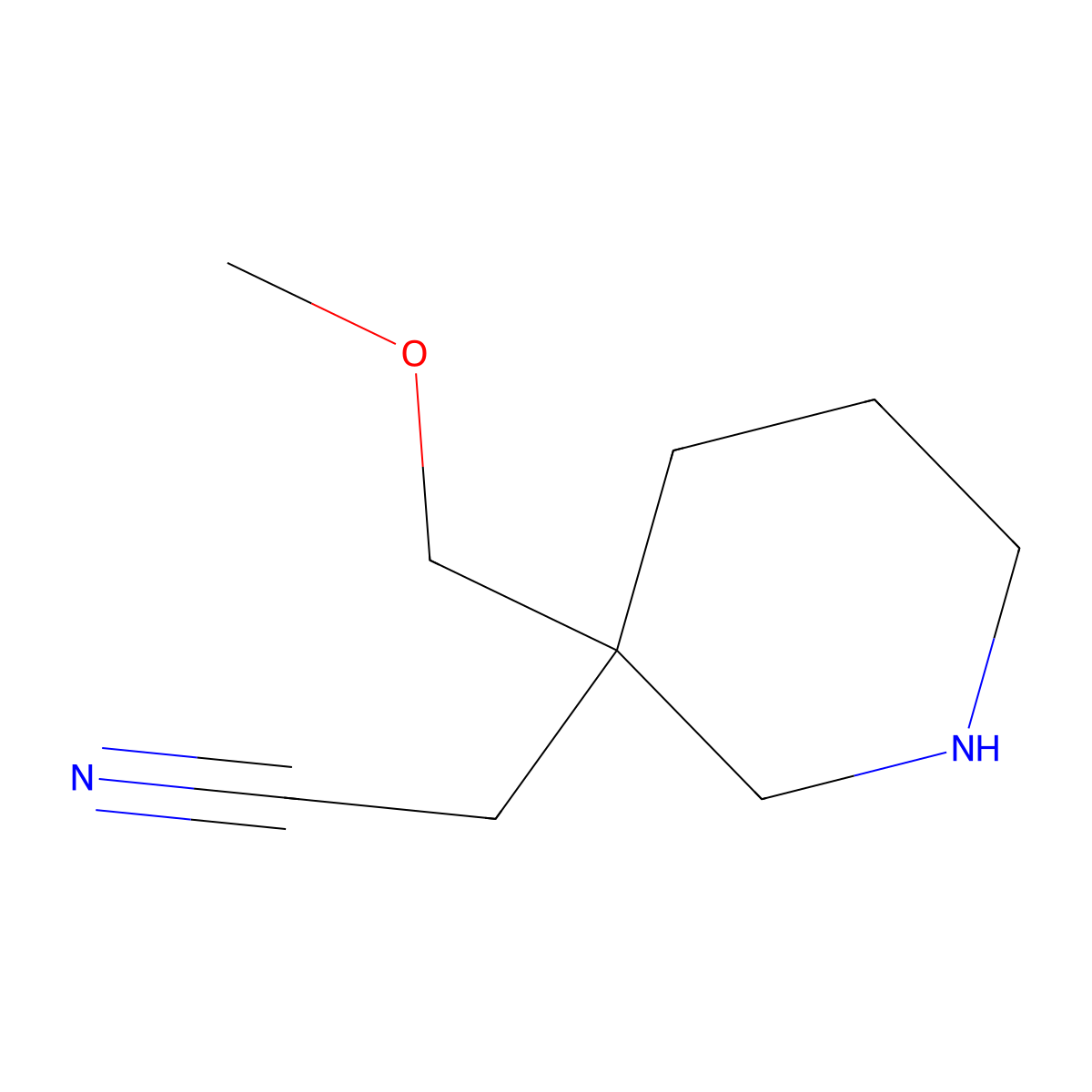 2-[3-(Methoxymethyl)piperidin-3-yl]acetonitrile molecular structure, CAS 2090154-33-7