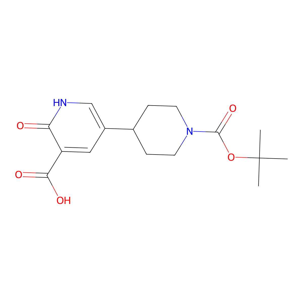 5-{1-[(Tert-butoxy)carbonyl]piperidin-4-yl}-2-oxo-1,2-dihydropyridine-3-carboxylic acid molecular structure, CAS 2090155-70-5