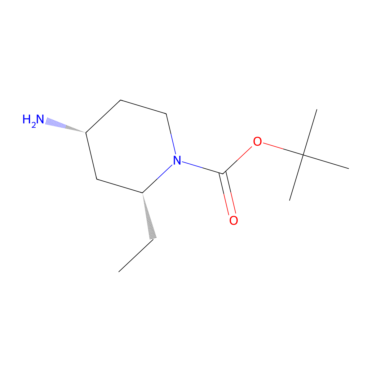 rac-tert-butyl (2R,4R)-4-amino-2-ethylpiperidine-1-carboxylate molecular structure, CAS 2090164-87-5