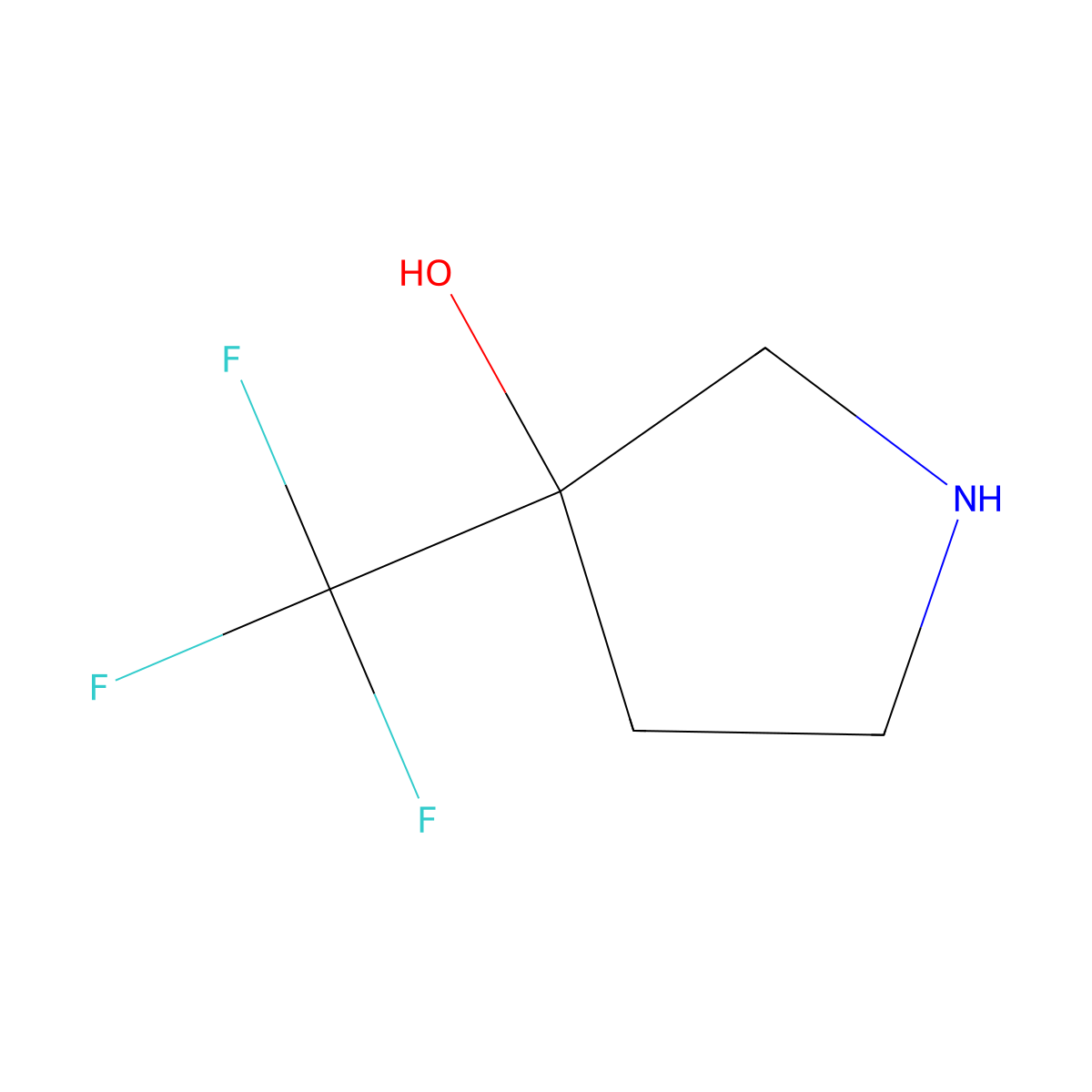 (3R)-3-(trifluoromethyl)pyrrolidin-3-ol molecular structure, CAS 2090167-69-2