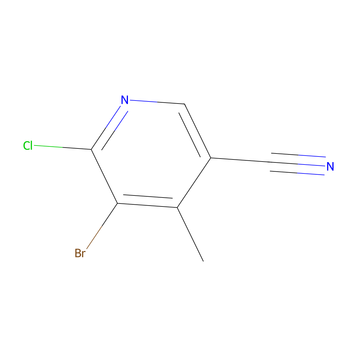 5-Bromo-6-chloro-4-methylpyridine-3-carbonitrile molecular structure, CAS 2090170-50-4