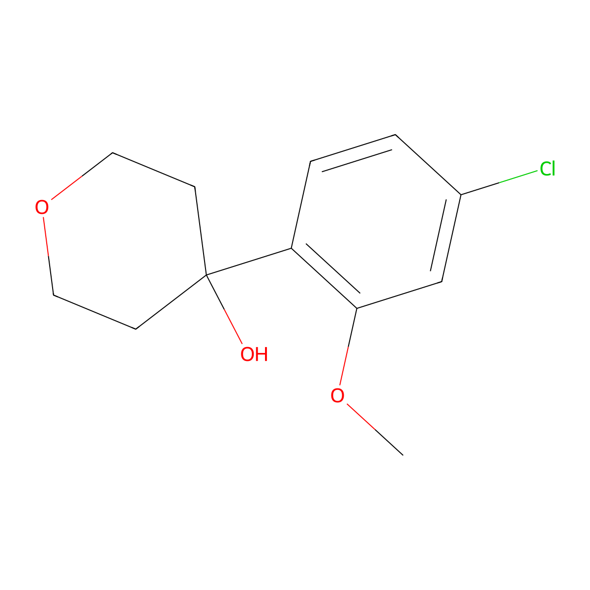 4-(4-Chloro-2-methoxyphenyl)tetrahydro-2H-pyran-4-ol molecular structure, CAS 2090172-17-9
