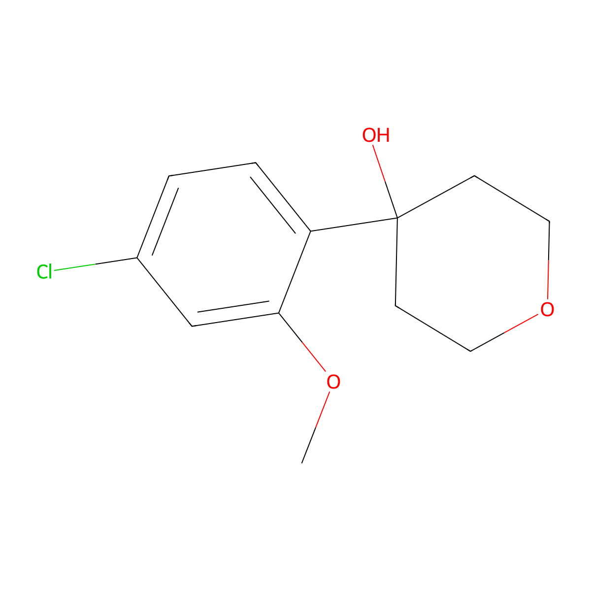 4-(4-Chloro-2-methoxyphenyl)tetrahydro-2H-pyran-4-ol molecular structure, CAS 2090172-17-9