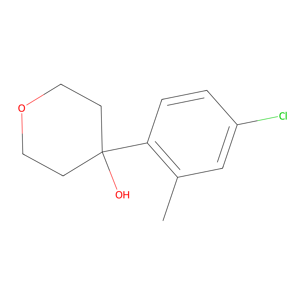 4-(4-Chloro-2-methylphenyl)oxan-4-ol molecular structure, CAS 2090172-56-6