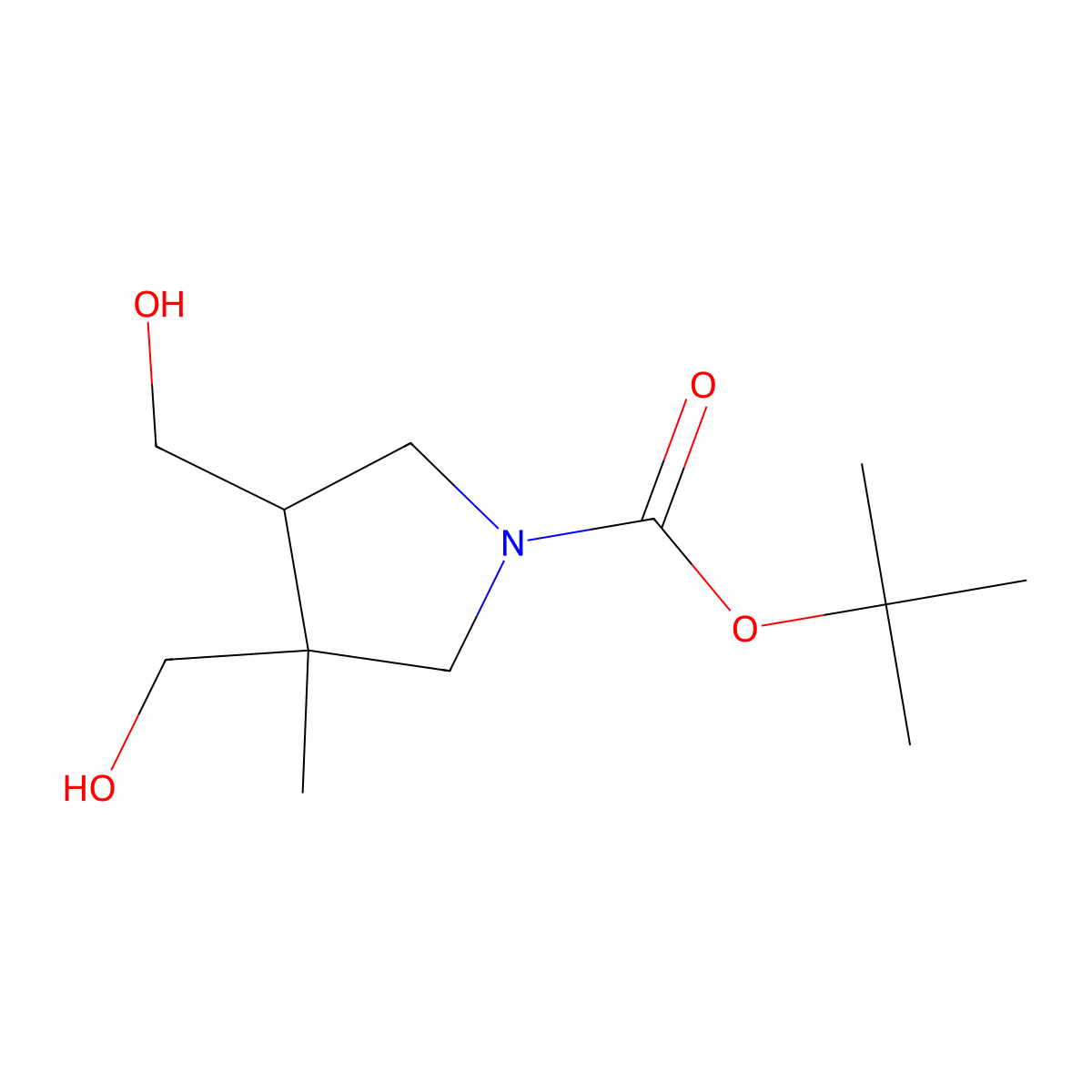 Tert-butyl trans-3,4-bis(hydroxymethyl)-3-methyl-pyrrolidine-1-carboxylate molecular structure, CAS 2090176-64-8