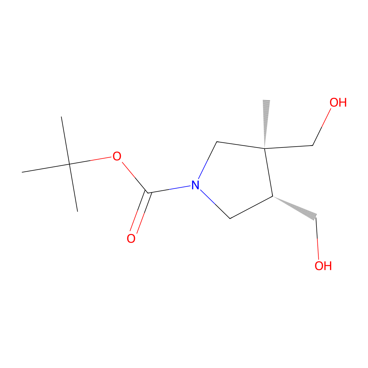 Tert-butyl trans-3,4-bis(hydroxymethyl)-3-methyl-pyrrolidine-1-carboxylate molecular structure, CAS 2090176-64-8