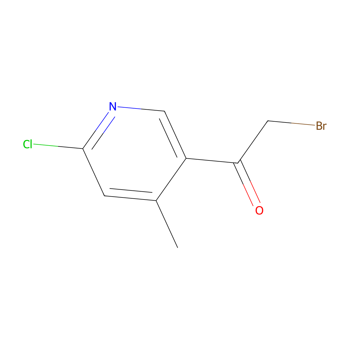 2-Bromo-1-(6-chloro-4-methylpyridin-3-yl)ethanone molecular structure, CAS 2090177-51-6