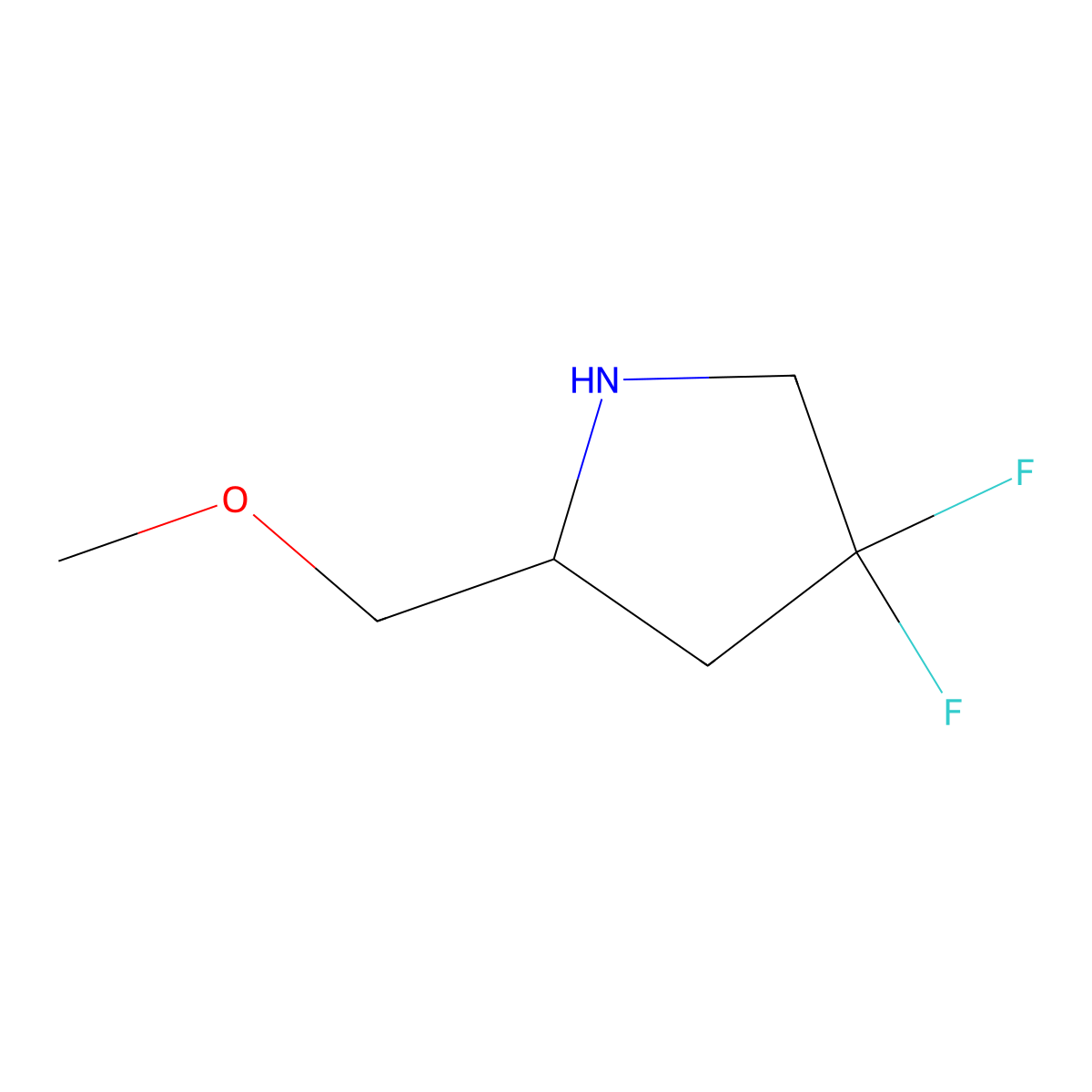 4,4-Difluoro-2-(methoxymethyl)pyrrolidine molecular structure, CAS 2090186-85-7