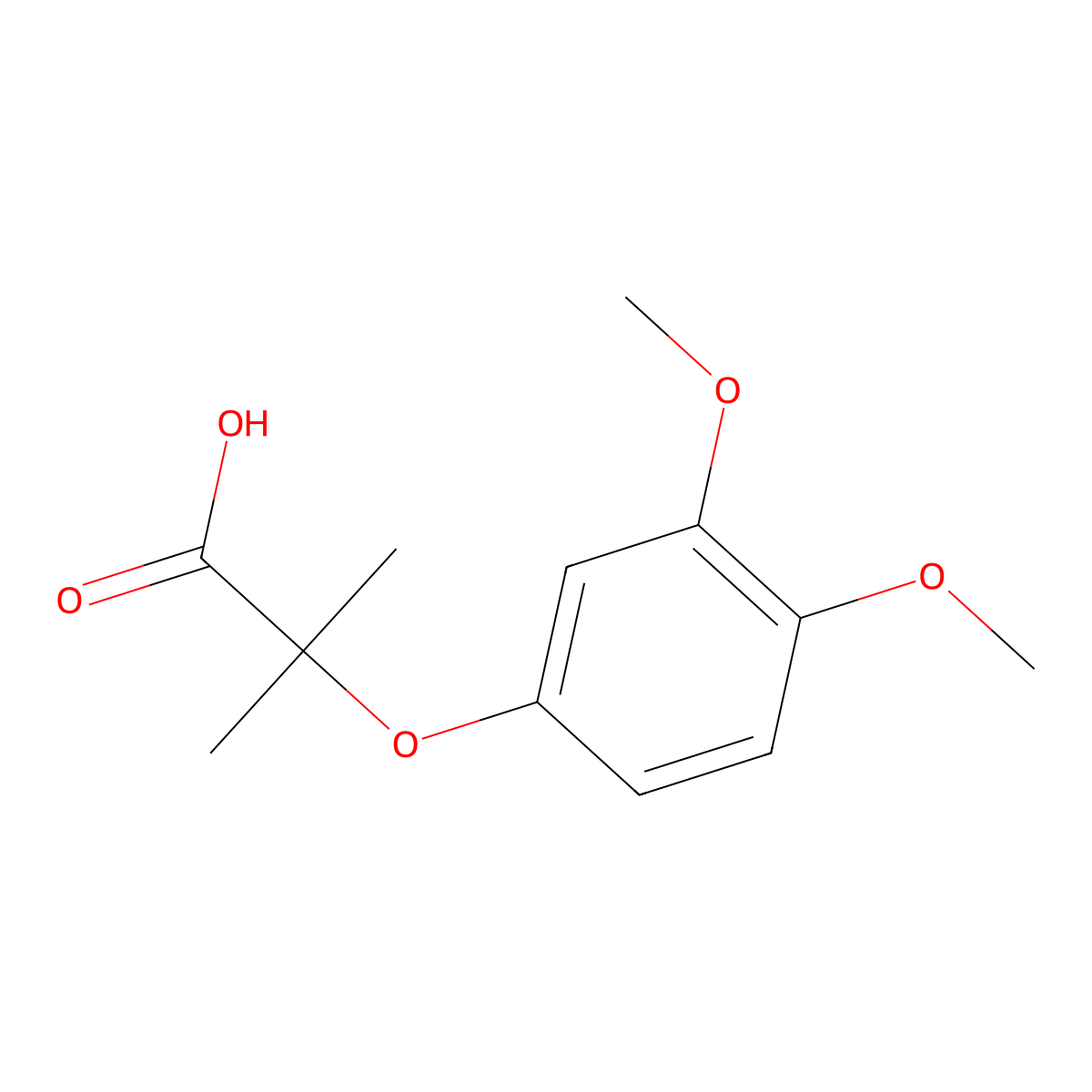 2-(3,4-Dimethoxyphenoxy)-2-methylpropanoic acid molecular structure, CAS 2090189-33-4