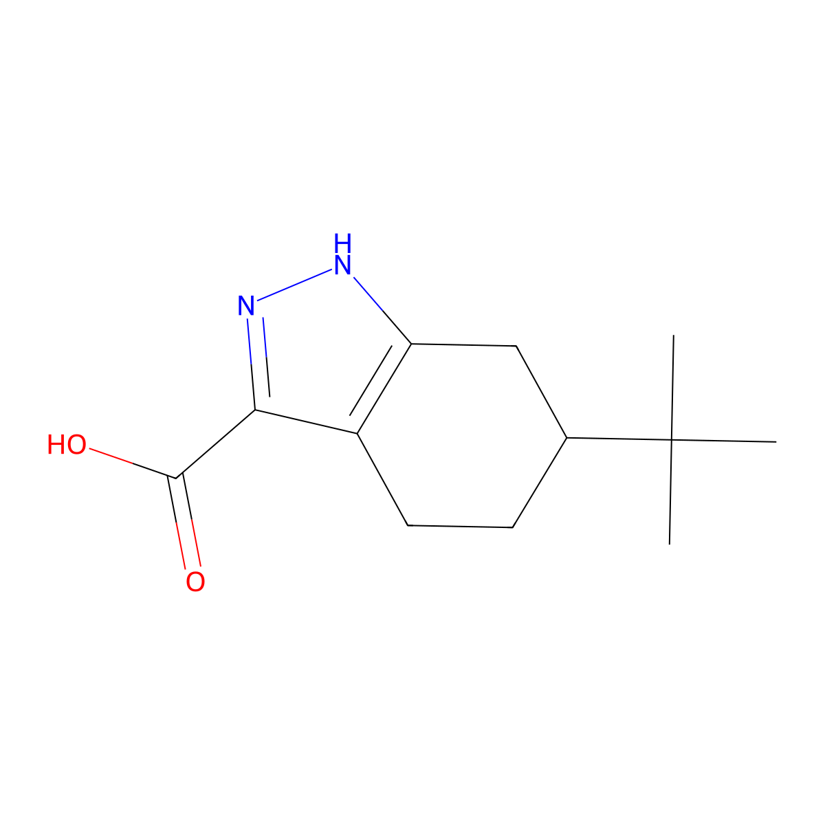 6-tert-butyl-4,5,6,7-tetrahydro-2H-indazole-3-carboxylic acid molecular structure, CAS 2090216-39-8