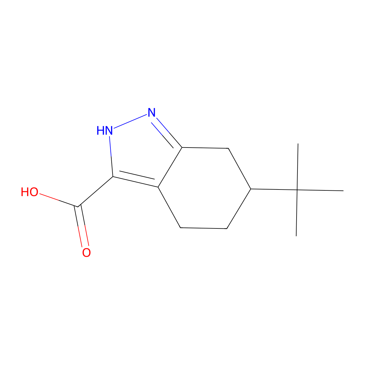 6-tert-butyl-4,5,6,7-tetrahydro-2H-indazole-3-carboxylic acid molecular structure, CAS 2090216-39-8