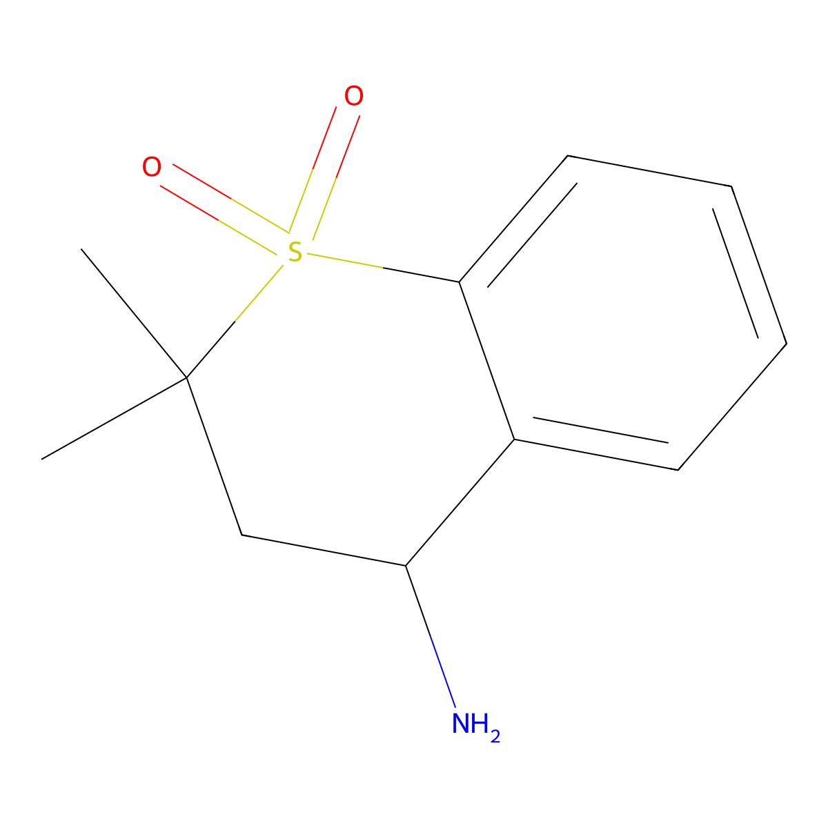 4-Amino-2,2-dimethyl-3,4-dihydro-2H-1lambda6-benzothiopyran-1,1-dione molecular structure, CAS 2090219-70-6