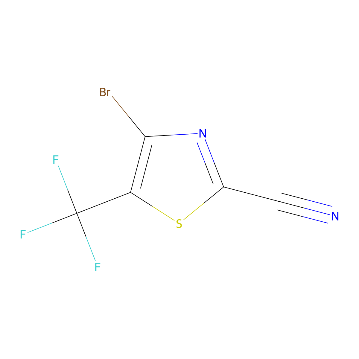 4-Bromo-5-(trifluoromethyl)-1,3-thiazole-2-carbonitrile molecular structure, CAS 2090221-80-8