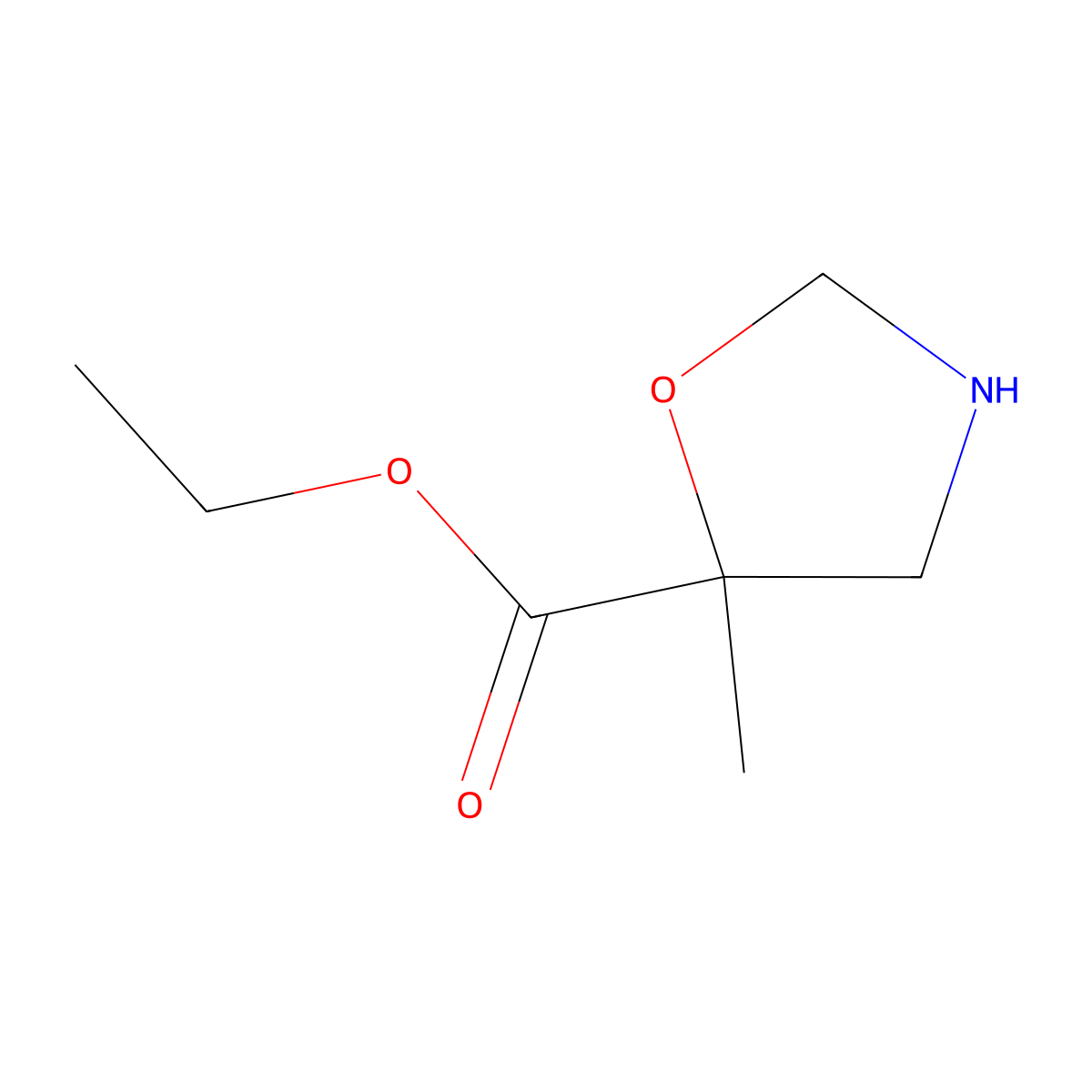 Ethyl 5-methyl-1,3-oxazolidine-5-carboxylate molecular structure, CAS 2090221-96-6