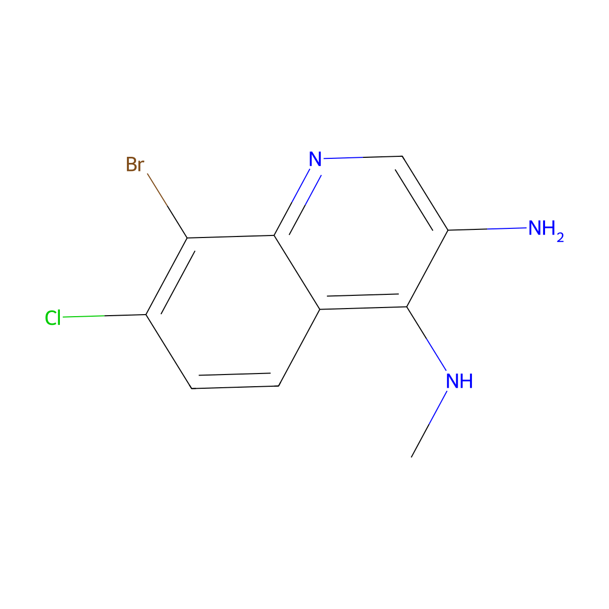 8-Bromo-7-chloro-N4-methylquinoline-3,4-diamine molecular structure, CAS 2090222-62-9