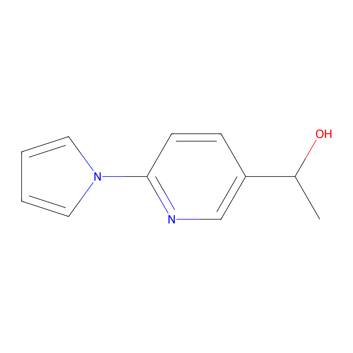 1-[6-(1H-Pyrrol-1-yl)pyridin-3-yl]ethan-1-ol molecular structure, CAS 2090222-82-3
