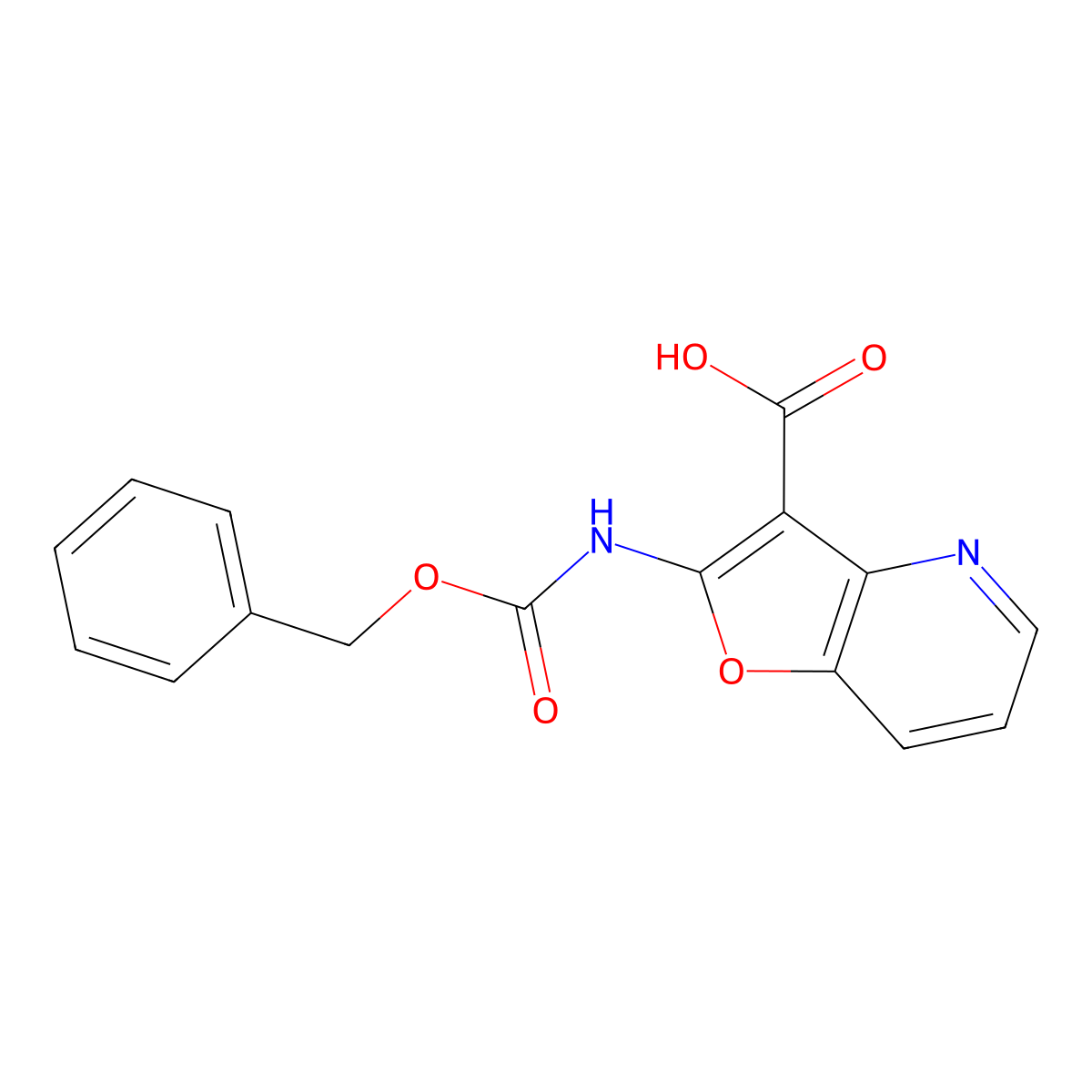 2-{[(Benzyloxy)carbonyl]amino}furo[3,2-b]pyridine-3-carboxylic acid molecular structure, CAS 2090223-03-1