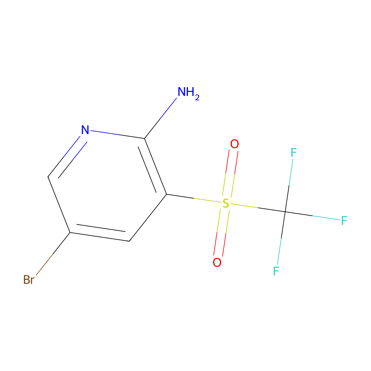 5-Bromo-3-trifluoromethanesulfonylpyridin-2-amine molecular structure, CAS 2090223-29-1