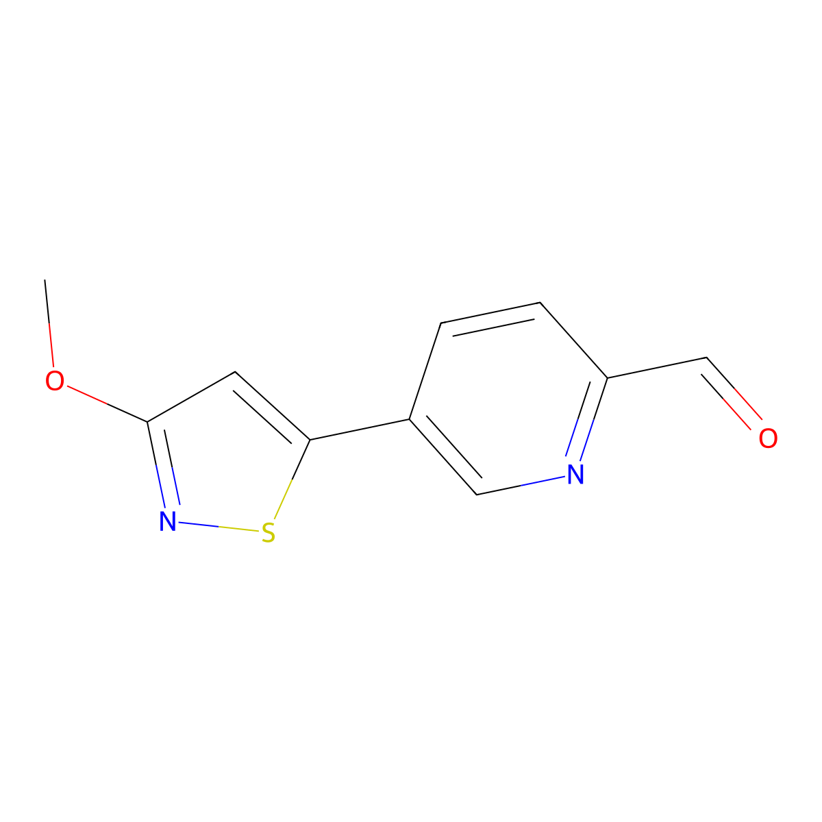 5-(3-Methoxy-1,2-thiazol-5-yl)pyridine-2-carbaldehyde molecular structure, CAS 2090223-52-0