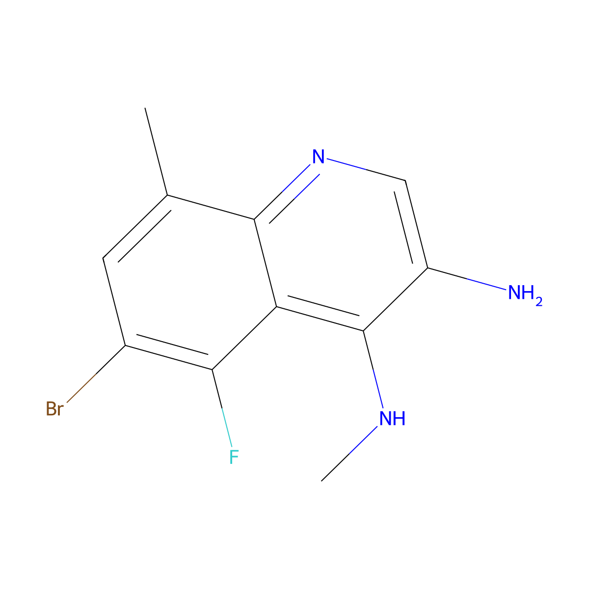 6-Bromo-5-fluoro-N4,8-dimethylquinoline-3,4-diamine molecular structure, CAS 2090223-76-8