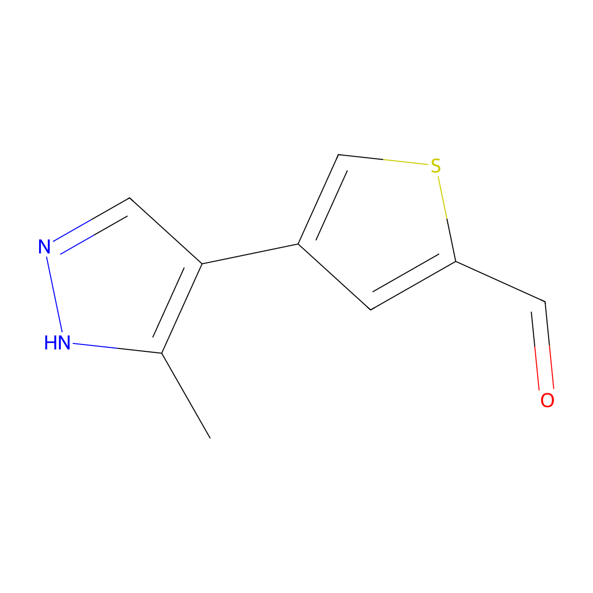 4-(3-Methyl-1H-pyrazol-4-yl)thiophene-2-carbaldehyde molecular structure, CAS 2090224-36-3