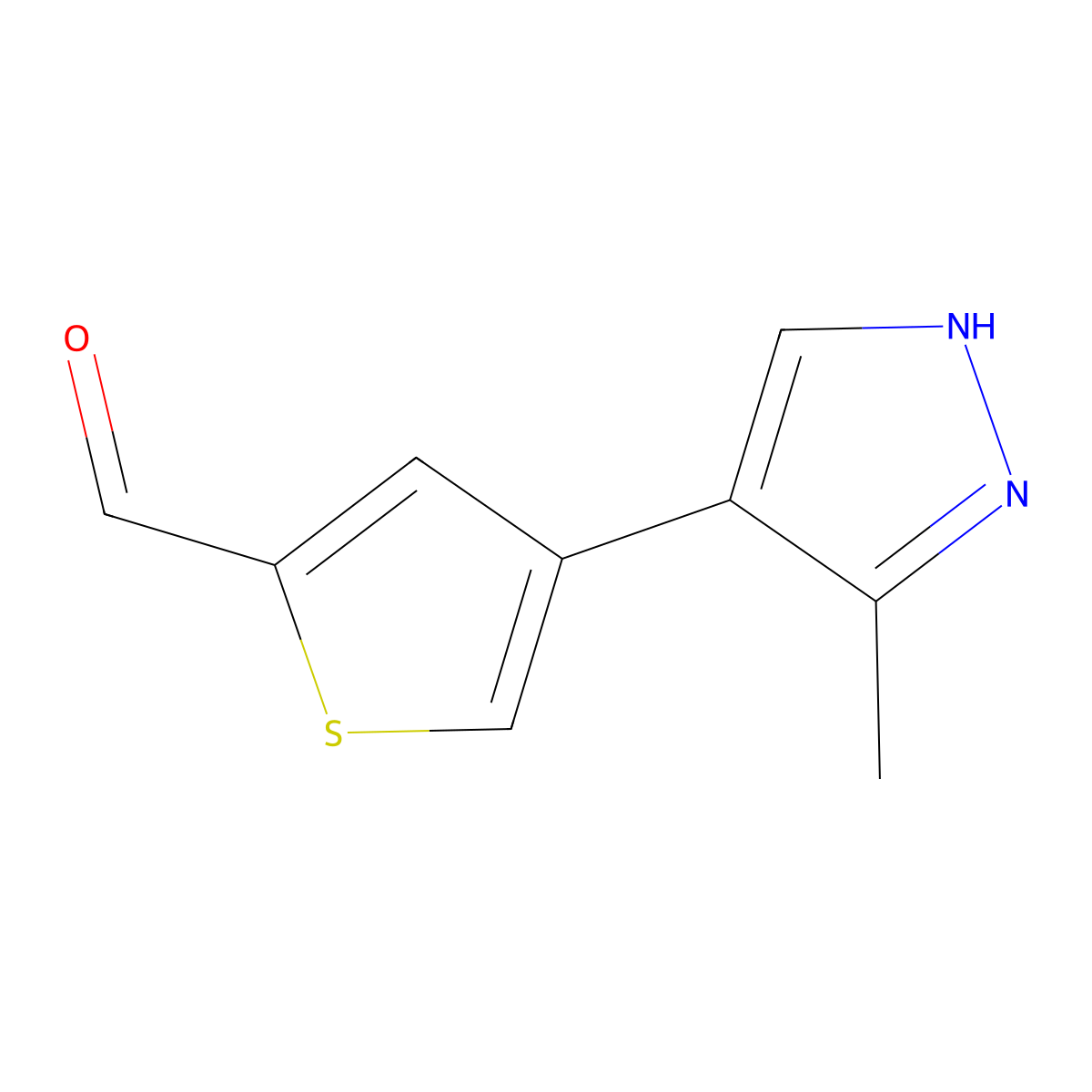 4-(3-Methyl-1H-pyrazol-4-yl)thiophene-2-carbaldehyde molecular structure, CAS 2090224-36-3