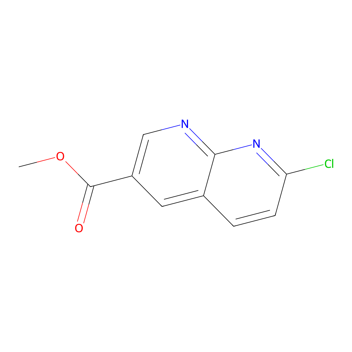 Methyl 7-chloro-1,8-naphthyridine-3-carboxylate molecular structure, CAS 2090229-00-6