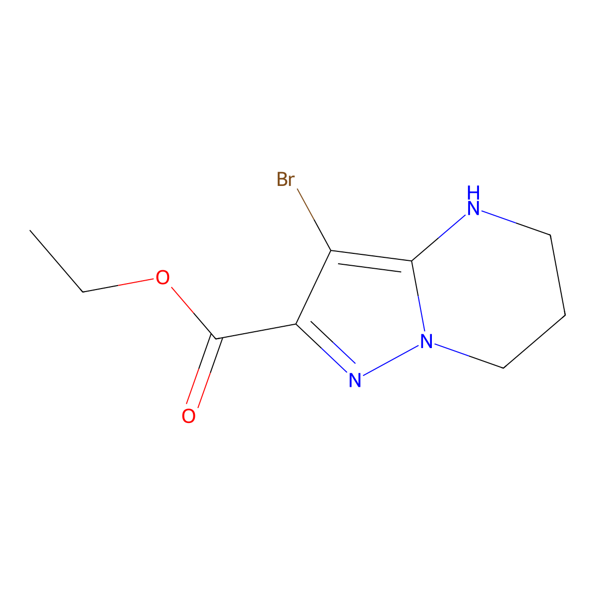 ethyl 3-bromo-4H,5H,6H,7H-pyrazolo[1,5-a]pyrimidine-2-carboxylate molecular structure, CAS 2090233-36-4