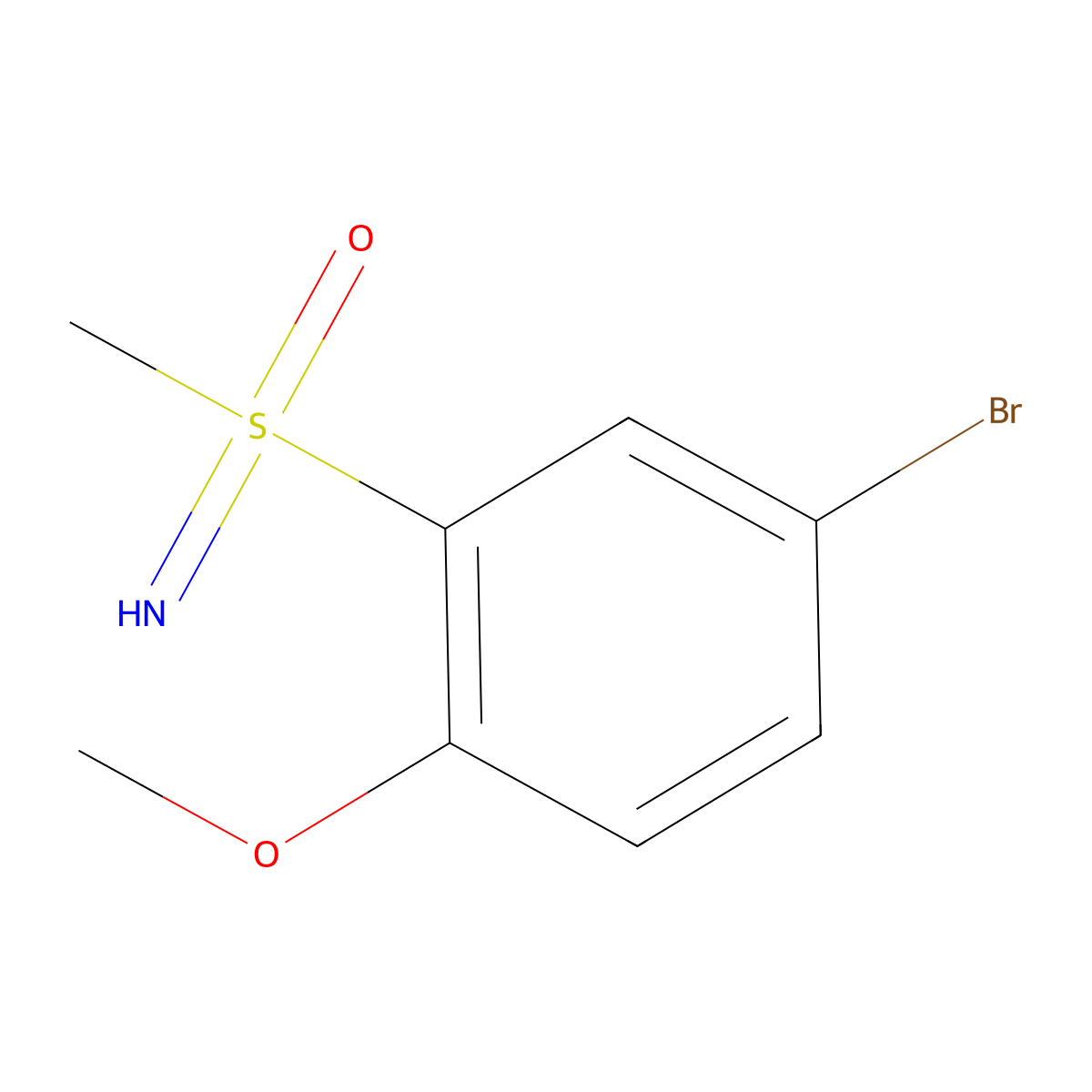 (5-Bromo-2-methoxyphenyl)(imino)methyl-lambda6-sulfanone molecular structure, CAS 2090234-10-7