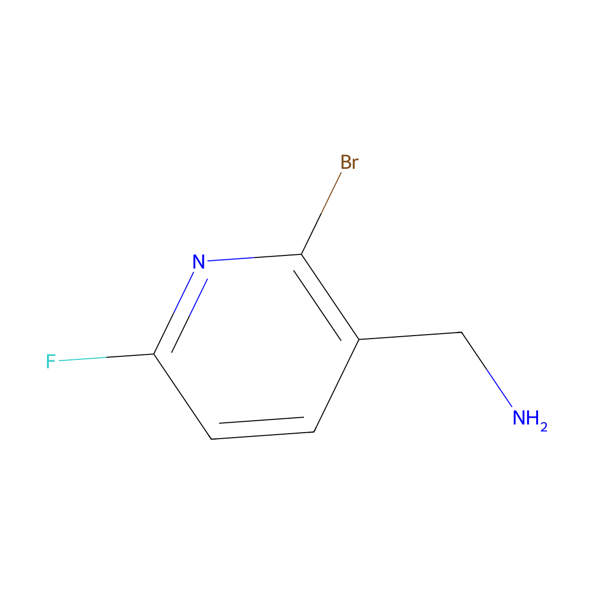 (2-Bromo-6-fluoropyridin-3-yl)methanamine molecular structure, CAS 2090234-74-3