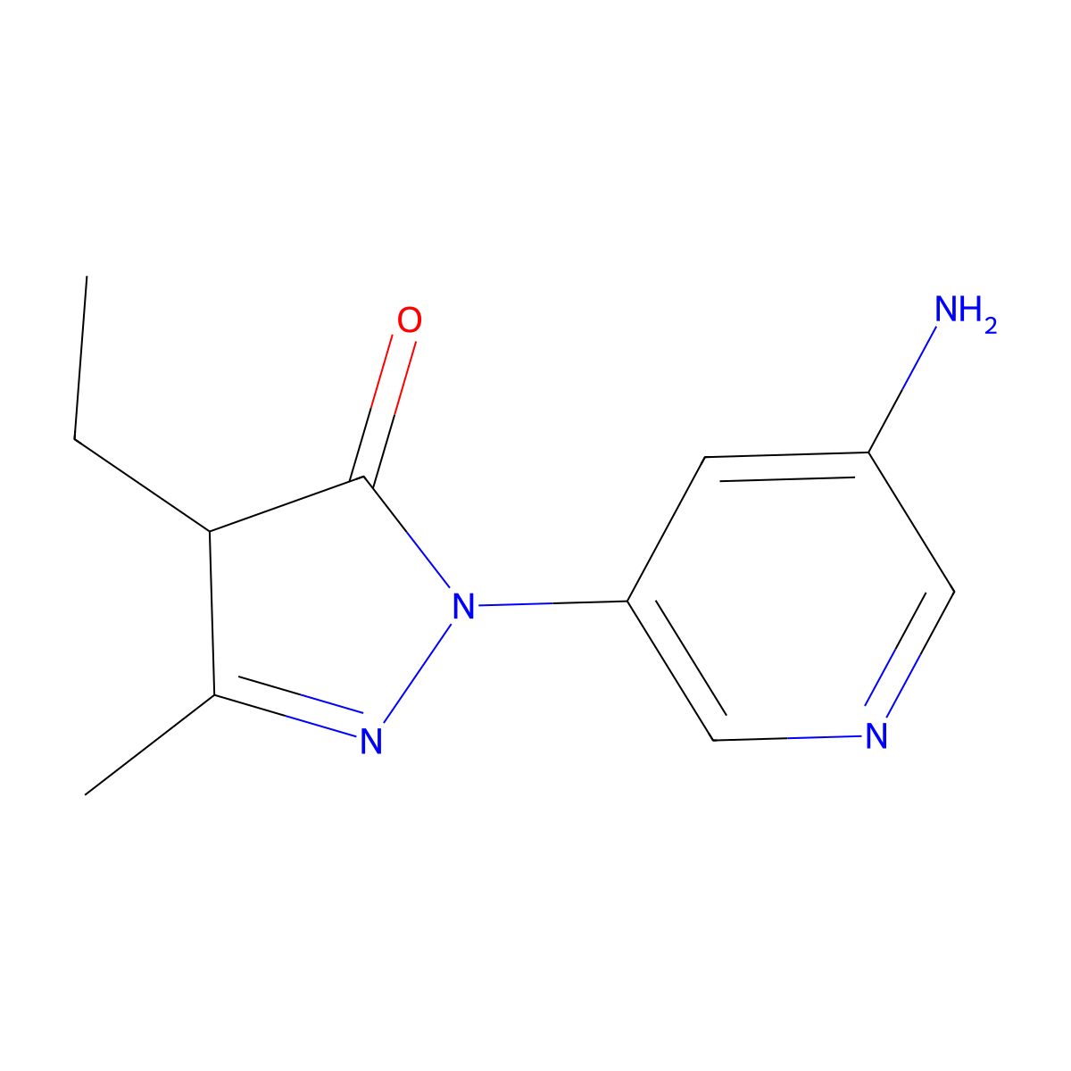 1-(5-Aminopyridin-3-yl)-4-ethyl-3-methyl-4,5-dihydro-1H-pyrazol-5-one molecular structure, CAS 2090235-57-5