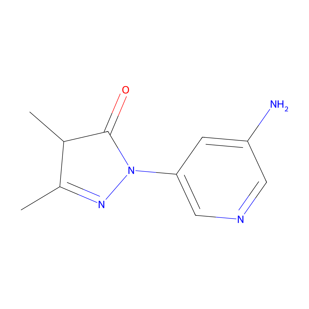 1-(5-Aminopyridin-3-yl)-3,4-dimethyl-4,5-dihydro-1H-pyrazol-5-one molecular structure, CAS 2090235-72-4