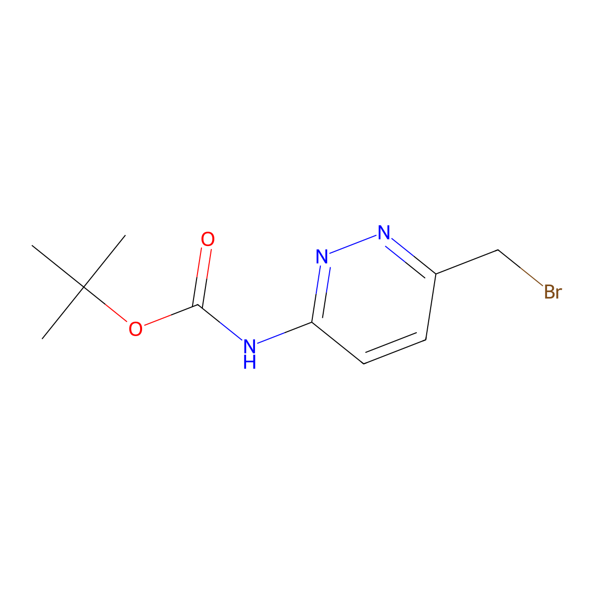 tert-Butyl N-[6-(bromomethyl)pyridazin-3-yl]carbamate molecular structure, CAS 2090236-06-7