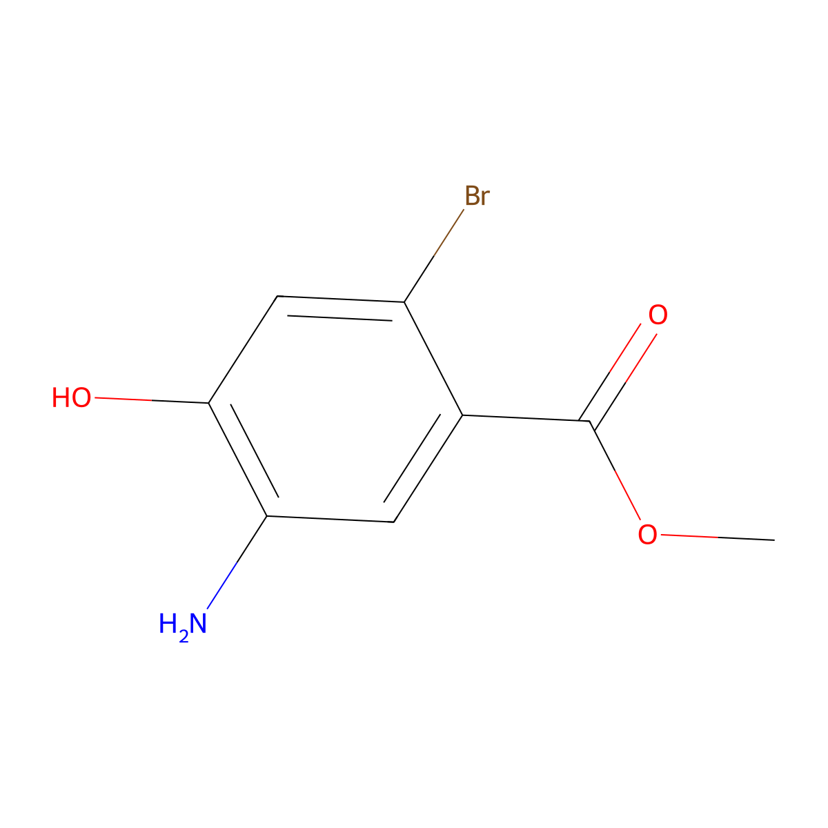 5-Amino-2-bromo-4-hydroxy-benzoic acid methyl ester molecular structure, CAS 2090237-73-1