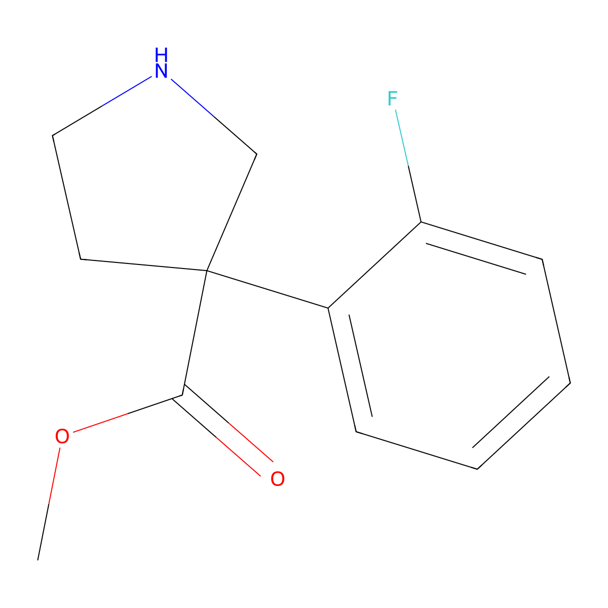 Methyl 3-(2-fluorophenyl)pyrrolidine-3-carboxylate molecular structure, CAS 2090240-03-0