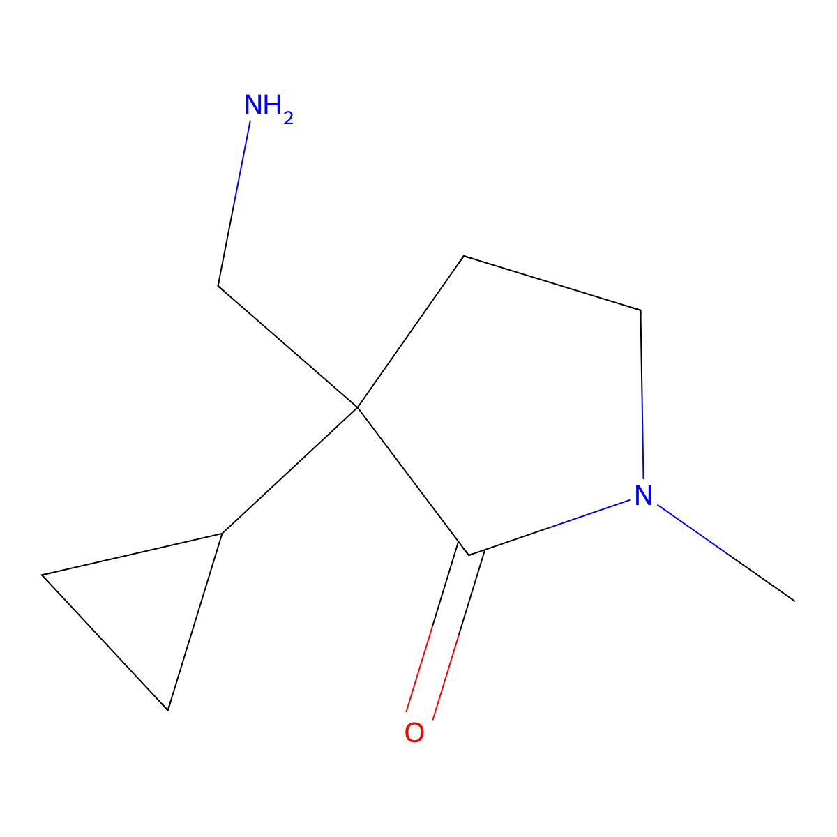 3-(Aminomethyl)-3-cyclopropyl-1-methylpyrrolidin-2-one molecular structure, CAS 2090240-69-8