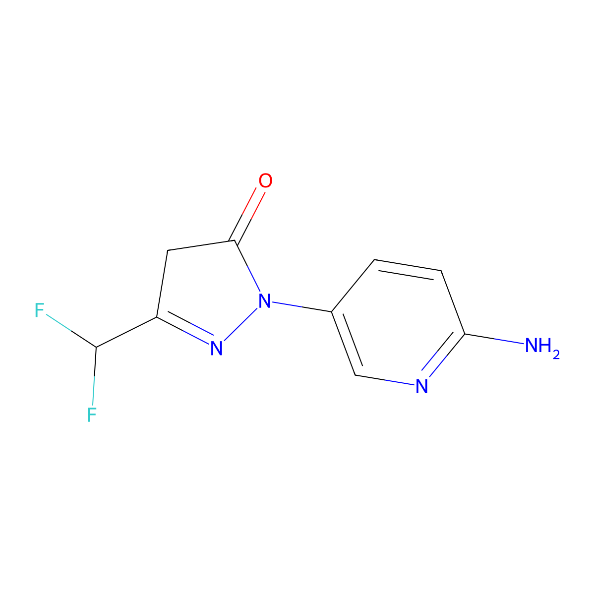 1-(6-Aminopyridin-3-yl)-3-(difluoromethyl)-4,5-dihydro-1H-pyrazol-5-one molecular structure, CAS 2090241-02-2