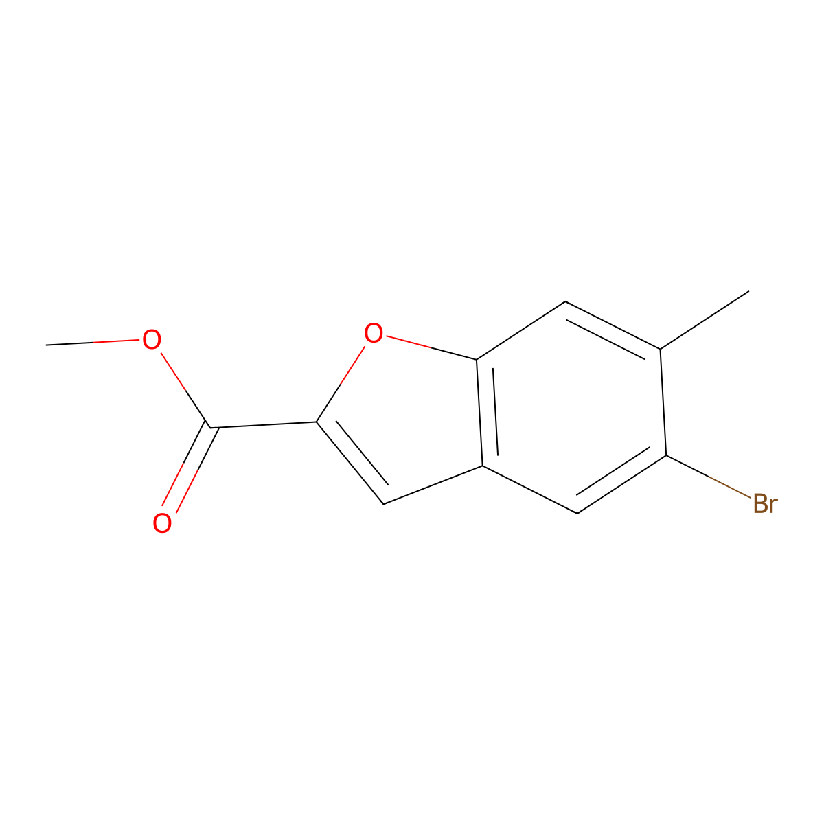 Methyl 5-bromo-6-methyl-2-benzofurancarboxylate molecular structure, CAS 2090248-89-6