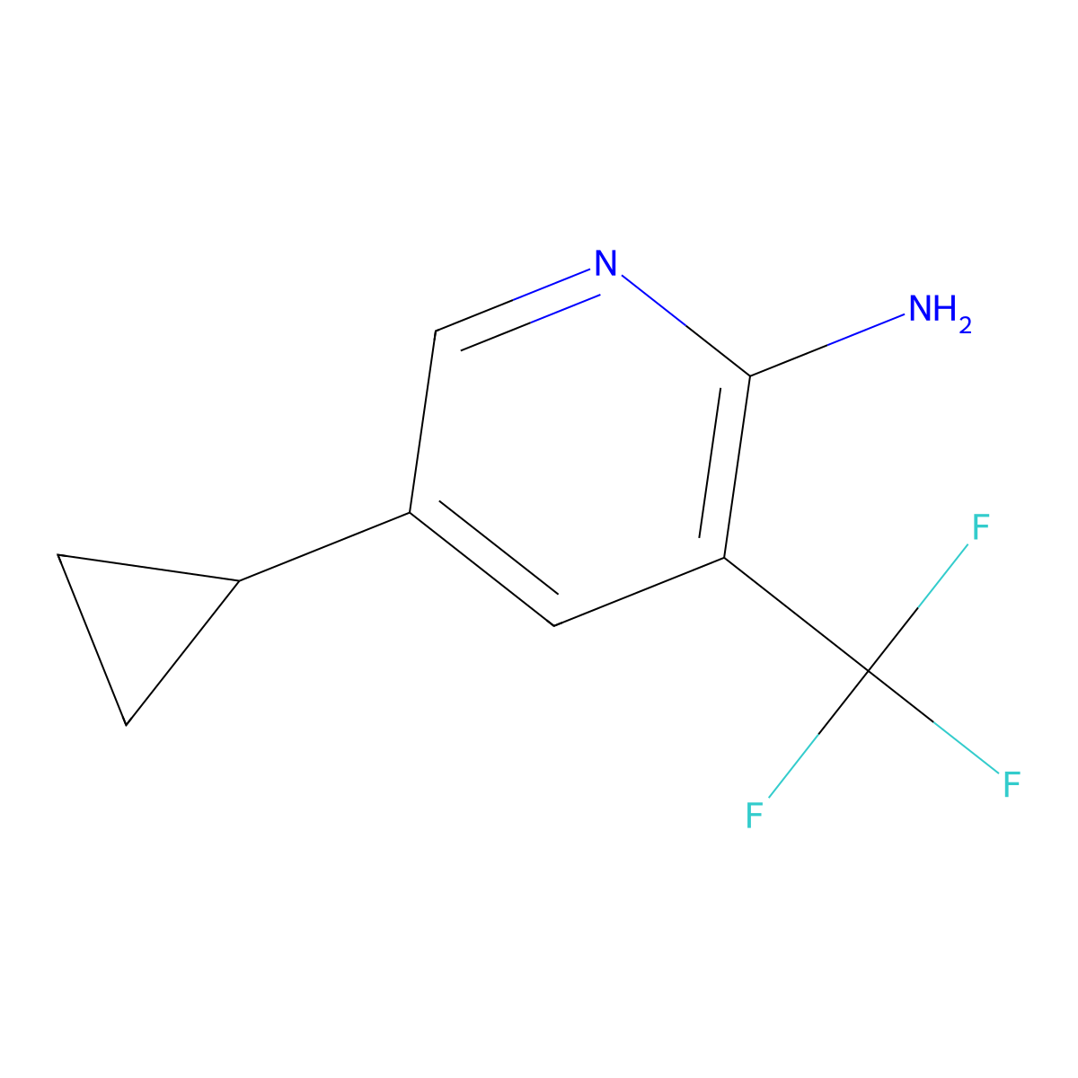 5-Cyclopropyl-3-(trifluoromethyl)pyridin-2-amine molecular structure, CAS 2090251-29-7
