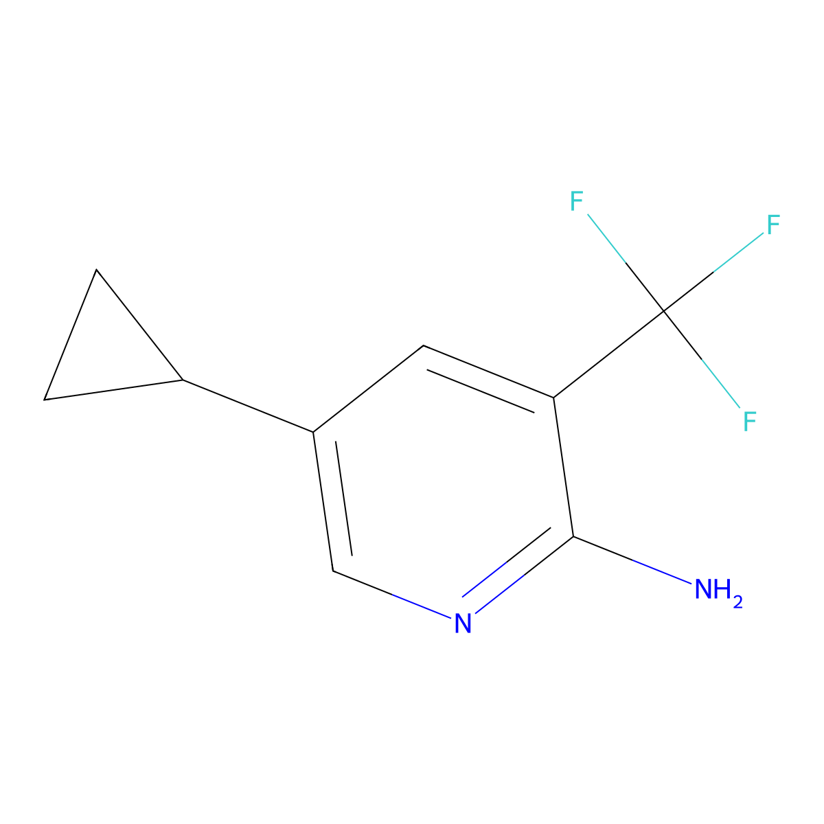 5-Cyclopropyl-3-(trifluoromethyl)pyridin-2-amine molecular structure, CAS 2090251-29-7