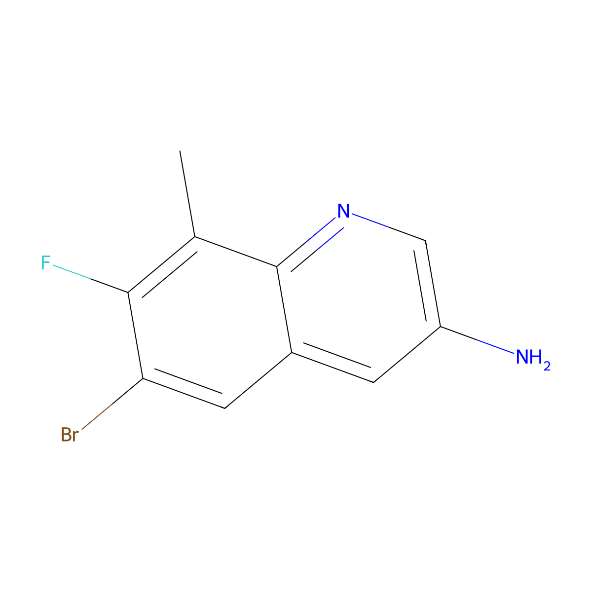 6-Bromo-7-fluoro-8-methylquinolin-3-amine molecular structure, CAS 2090251-44-6
