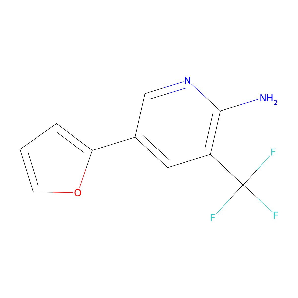 5-(Furan-2-yl)-3-(trifluoromethyl)pyridin-2-amine molecular structure, CAS 2090251-82-2