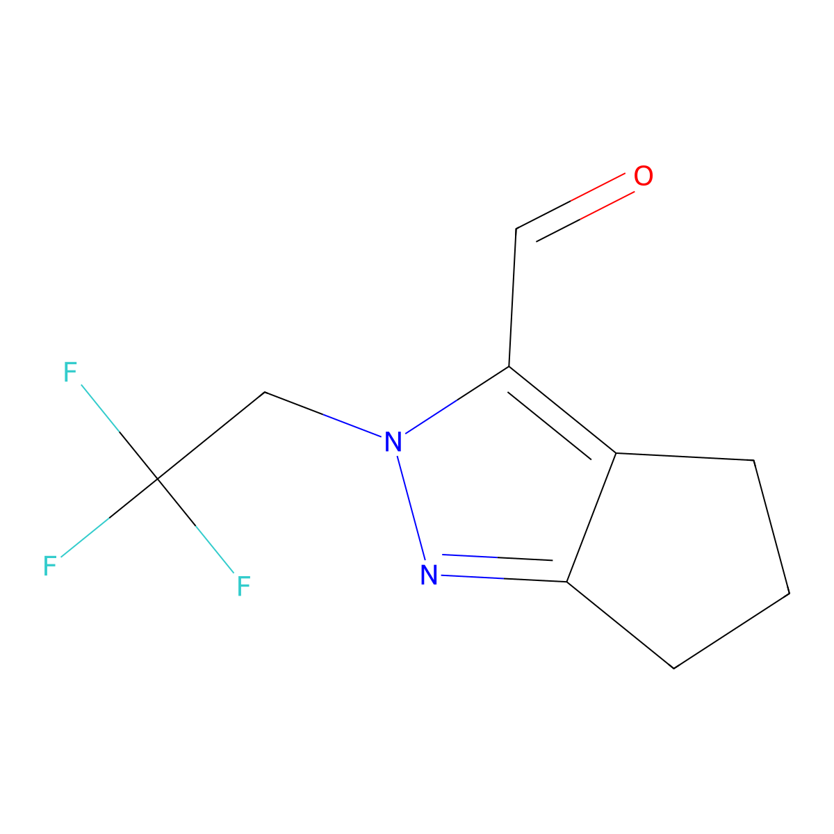 2-(2,2,2-Trifluoroethyl)-2H,4H,5H,6H-cyclopenta[c]pyrazole-3-carbaldehyde molecular structure, CAS 2090252-22-3