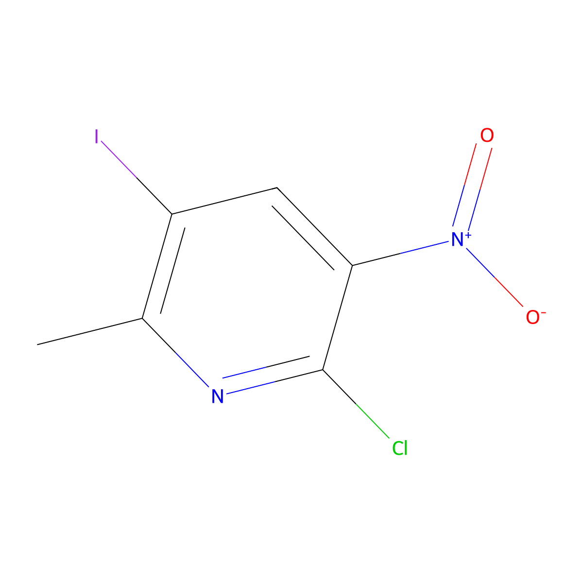 2-Chloro-5-iodo-6-methyl-3-nitropyridine molecular structure, CAS 2090253-99-7