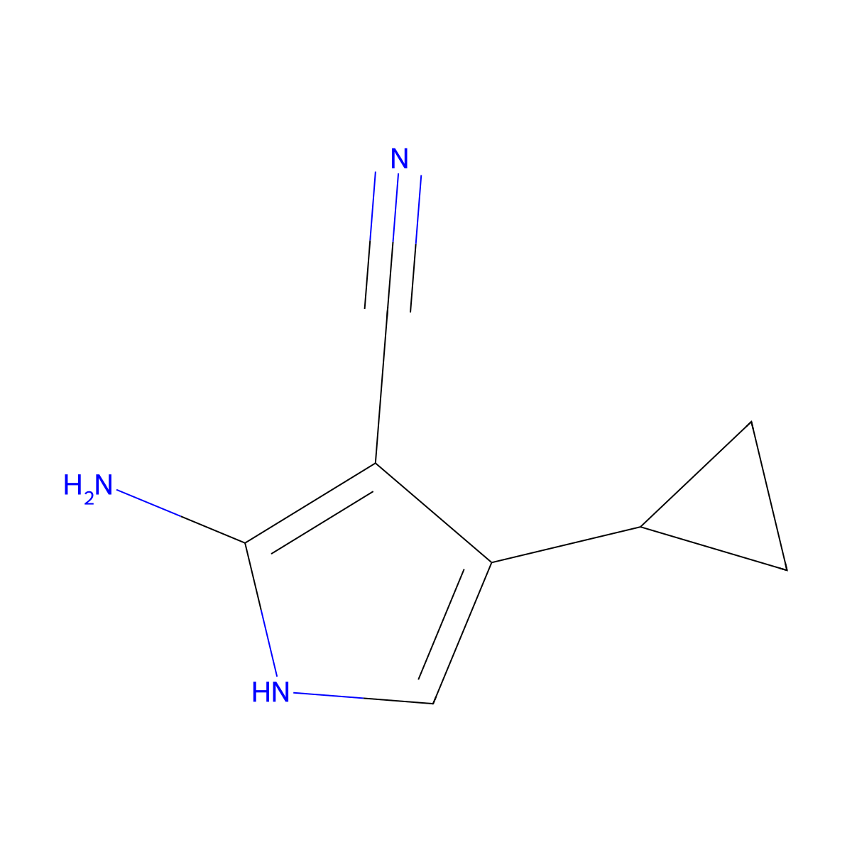 2-Amino-4-cyclopropyl-1H-pyrrole-3-carbonitrile molecular structure, CAS 2090254-83-2